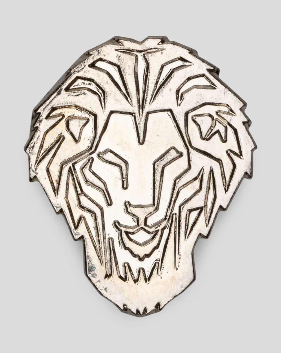 SHINY SILVER LION BADGE