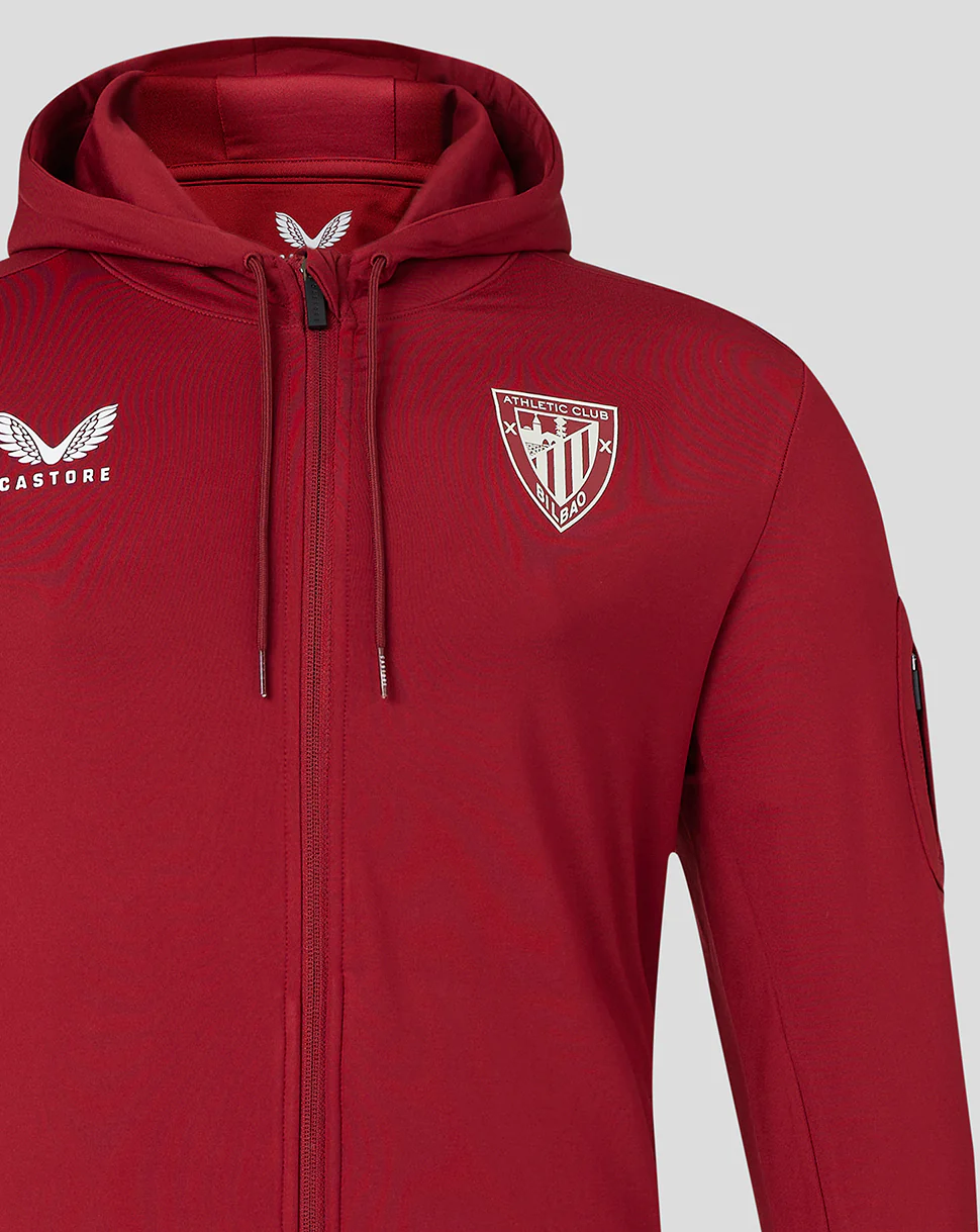 Athletic Club Bilbao Lifestyle Tech Fleece Full Zip Jacket Hombre Rojo - Image 3